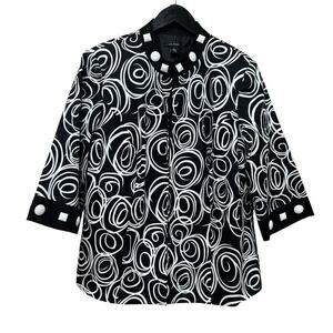 Women’s Black White Blazer Lined Jacket 3/4 Sleeve Size 16W